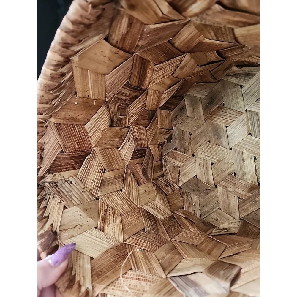 Vintage Banana Leaf Basket Hand Woven 9